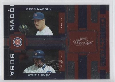 2005 Playoff Prestige Connections Foil /100 Greg Maddux Sammy Sosa #C-9 HOF 0u7
