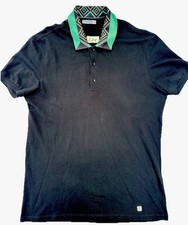 Versace Collection Mens Size Large Black Metal Decal Short Sleeve Polo Shirt