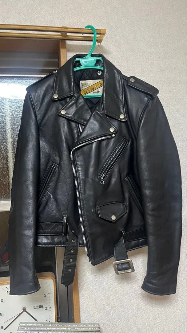 Chaqueta de cuero Schott 618 Double Rider negra M vintage