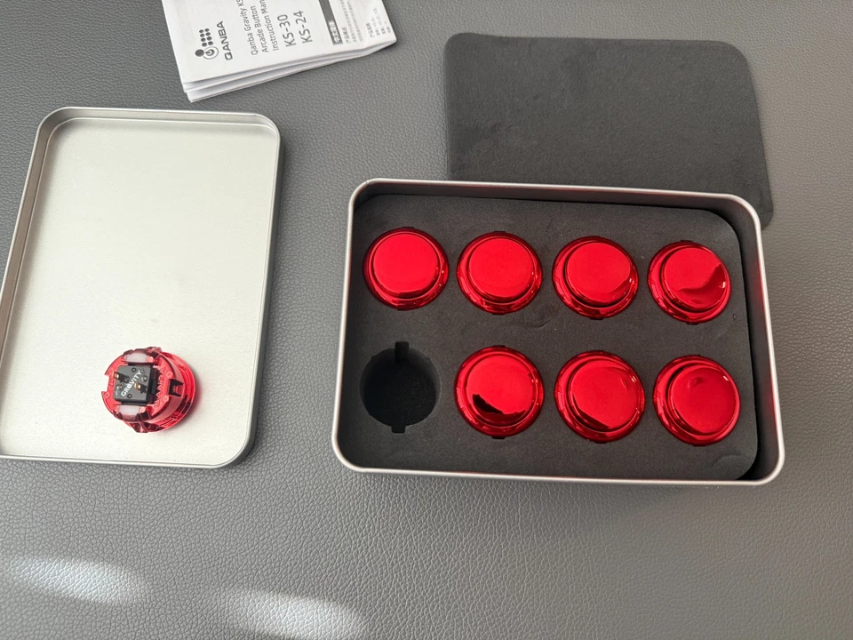 Juego de pulsadores silenciosos Qanba Gravity KS-30 (rojo, 8 piezas) para joystick arcade / lucha Foto 4 de 4