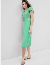 Gap Linen Blend Cutout Seafoam Midi Dress Size 6 NWT RT$90