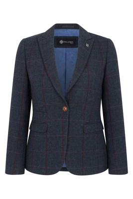 Paul Andrew Damen Fischgrät Tweed Blazer Tailored Fit Smart Casual Formell 