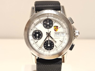 VINTAGE RARE PANDA DIAL MEN'S CHRONOGRAPH WATCH WITH LOGO PORSCHE/VALJOUX 7750