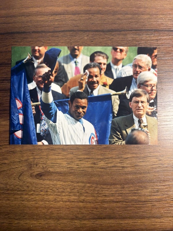 Vintage 1990s Sammy Sosa Chicago Cubs Wrigley Field Ceremony Color Photo