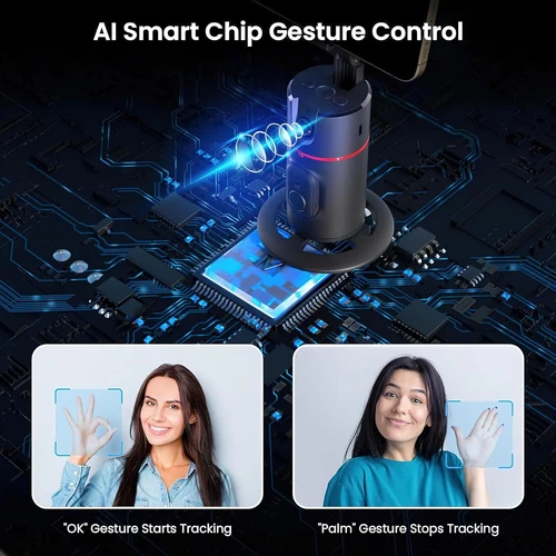 360° Handy Selfie Stick Stativ mit AI Auto Face Tracking Smart Gestensteuerung - Bild 13 von 15