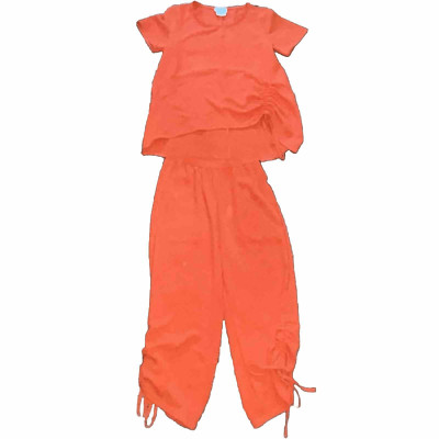 Artek Women s Summer Outfit XS Orange Pockets Ruching Ties Unique New