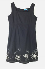 Fresh Produce Dress Size 14 Floral Embroidery Black Sleeveless Cotton Artsy BOHO
