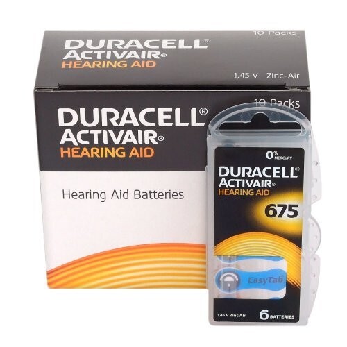 12 x Duracell Size 675 Hearing Aid Batteries Blue -Zinc Air Mercury Free PR44 - Picture 2 of 3
