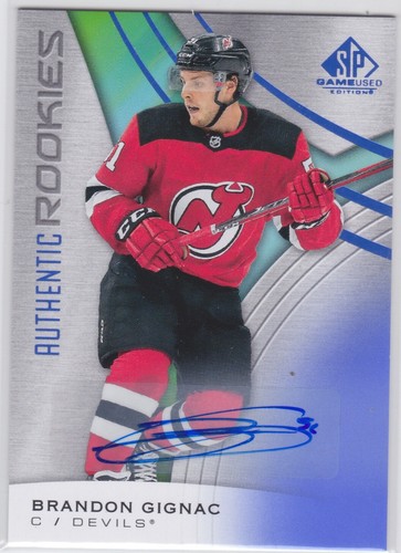 19/20 SP GAME USED...BRANDON GIGNAC...AUTHENTIC ROOKIES AUTO...# 112...DEVILS