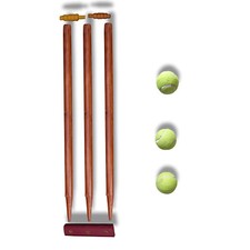 RMP 3 Wooden Cricket Wicket /Stumps 3 Tennis Cricket 2 Bails, 1 Wooden Stand