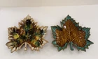 Vintage Anna Van Briggle Maple Leaf Pottery Plates 2 for 1/ 10" Signed by Artist