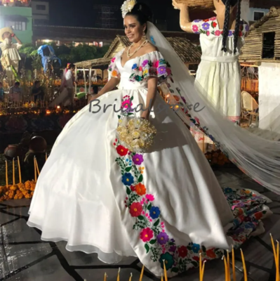 Mexican Wedding Dresses Embroidered Off-Shoulder Short Sleeves Ball Gowns | eBay Mexican Wedding Dresses Embroidered Off-Shoulder Short Sleeves Ball Gowns | eBay