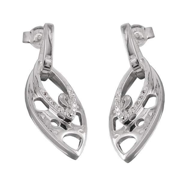 Paar Ohrringe OhrhäNger 30X12Mm Mit Zirkonia 925 Silber Spitzoval Ohrschmuck-image
