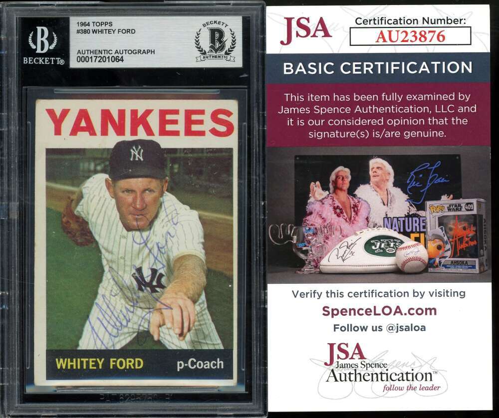 Whitey Ford Beckett BAS JSA COA Signed 1964 Topps Autograph