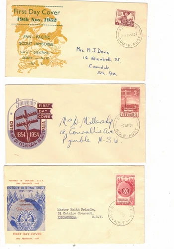 Australia 1950/55 Group of FDCs,cds PYMBLE, TAMWORTH etc    (3 Covers)