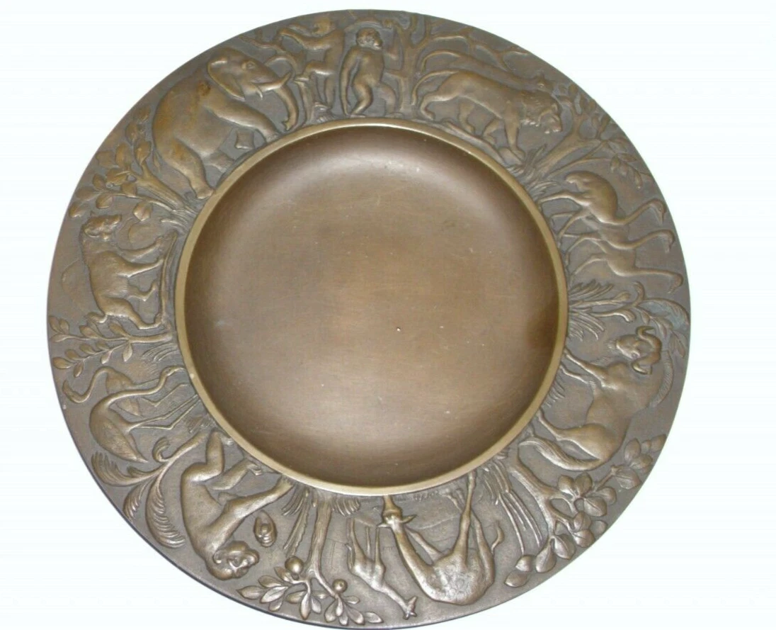 Art Déco Bronze  Wandteller Savanne Albert Holl Schwäbisch Gmünd 1890-1970