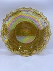 Vintage Indiana Iridescent Carnival Glass Sunflower Marigold Amber 10" Bowl