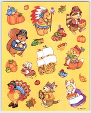 Vintage AGC Sticker THANKSGIVING ANIMAL CRITT...