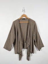 Eskandar Jacket Size 1 Beige Brown Linen Waterfall Open Lagenlook Chest 52.5"