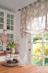 Rollo Raffrollo Roll Gardine Tulpe Leinen 100x100 Cm Shabby Landhaus Franske Neu Ebay