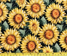 Tina Scrap 9"x21" Vibrant Autumn Flower Fall Sunflower Bright Cotton Fabric