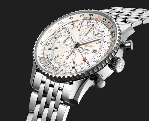 Breitling Navitimer World Chronograph GMT Stainless Steel Dual Timezone A24322 - Picture 2 of 4