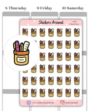 Pencil Case Icon Planner Sticker, School Stationery Sticker, Calendar Sticker