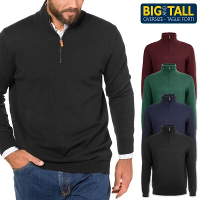 Maglione Uomo Invernale Taglie Forti Zip dalla 4XL alla 7XL BIG & TALL VEQUE