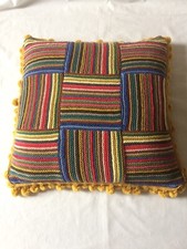 HAND KNITTED CUSHION COVER WITH CUSHION. NEW. 100% COTTON.