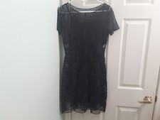 Lauren Ralph Lauren Navy Floral Crochet Overlay Sheath Dress Small