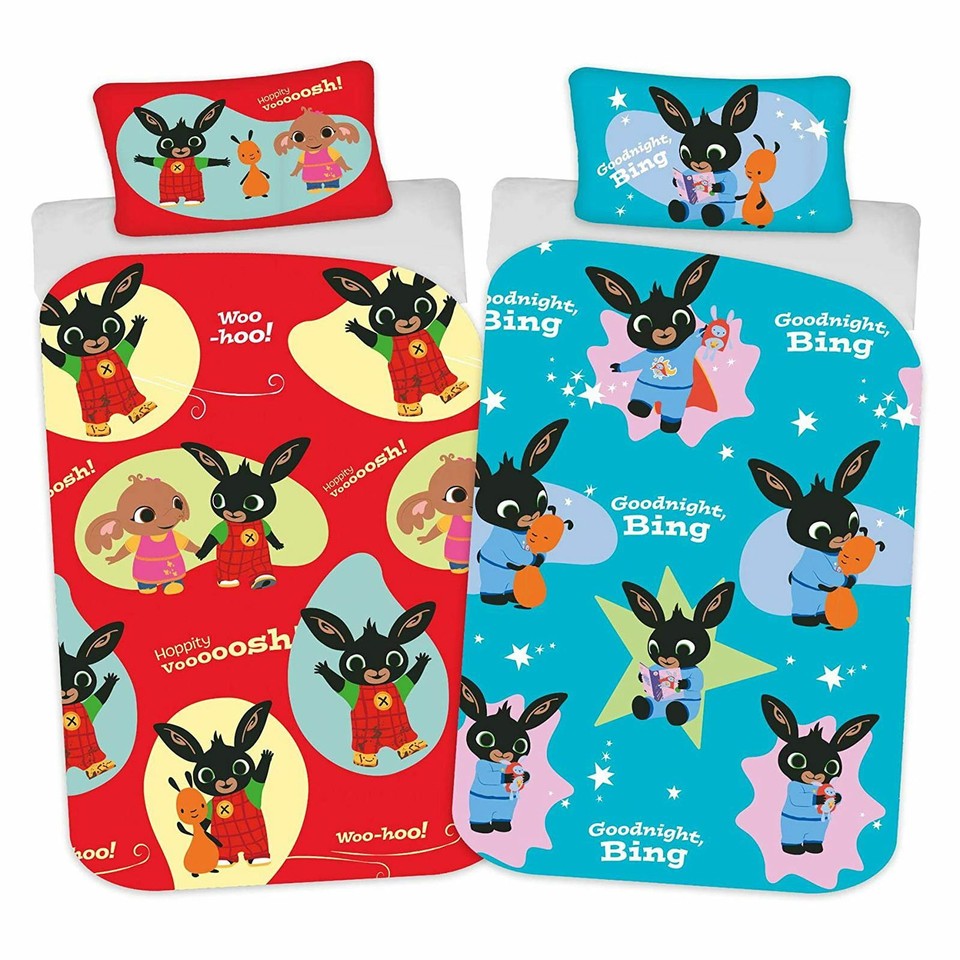 4in1 Toddler Cot Bedding Set Bing Bunny Hoppity Voosh Duvet + Pillow