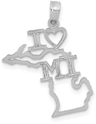 14K Weißgold massiv Michigan State Anhänger