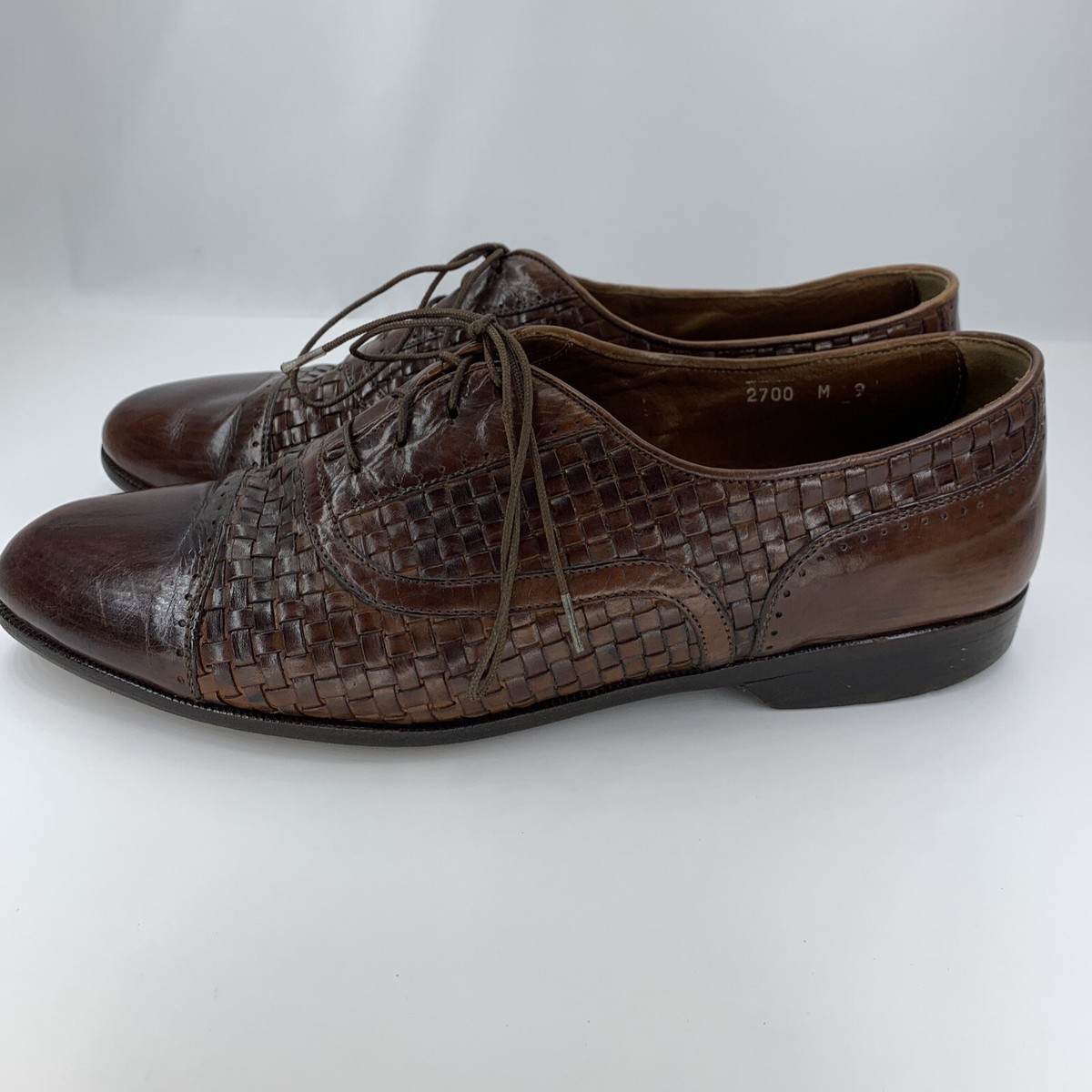 Bragano By Cole Haan Mens Size 9 M Brown Woven Leather Cap 