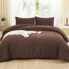  Seersucker California King Comforter Set California King (104''x96'') Brown