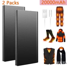 2pc Portable 20000mAh Power Bank for Heated Vest Jacket USB Charger Battery Pack