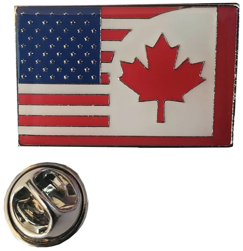 Lot of 50 USA 50 Star Canada Canadian Combination Friendship Hat Cap Lapel Pin