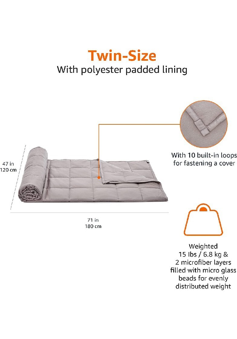 Amazon Basics 6.8kg TwinSize AllSeason Cotton Weighted Blanket with 8