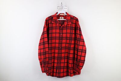 Vintage 90s Streetwear Mens XL Faded Flannel Collared Button Shirt Red Plaid