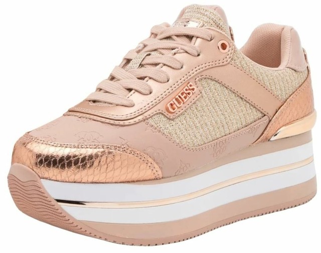 rose gold guess trainers