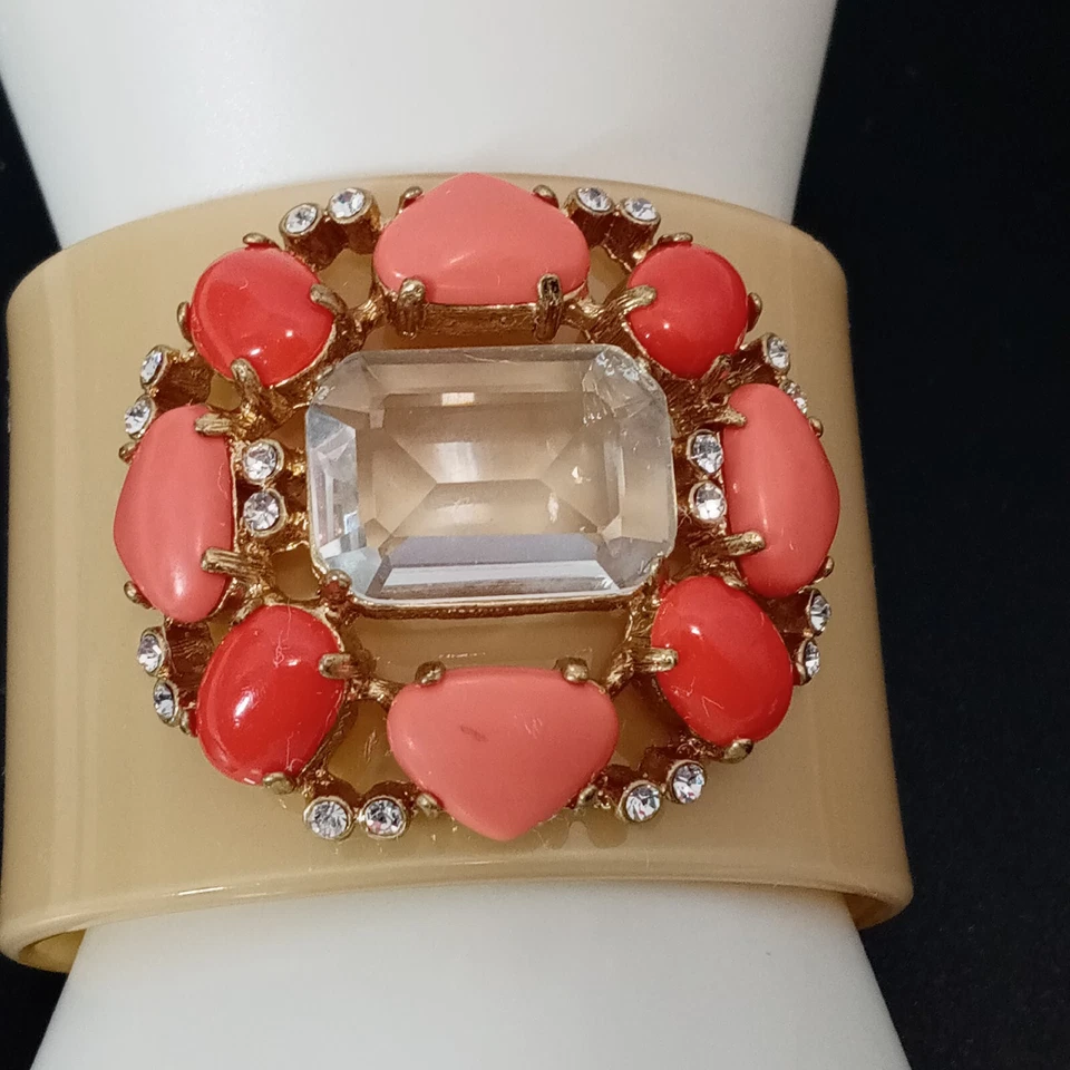 Brazalete ancho J.Crew rosa cabujón cristal estrás brazalete grueso de verano Foto 2 de 4