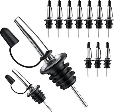 12 Pack Liquor Pour Spout with Dust Caps - Bottle Pourers for Alcohol, Olive Oil