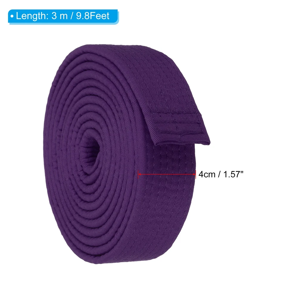 1.6"x9.8Ft 3 m Polyester Taekwondo Colored Ranking Belt, Purple - Image 2 of 4