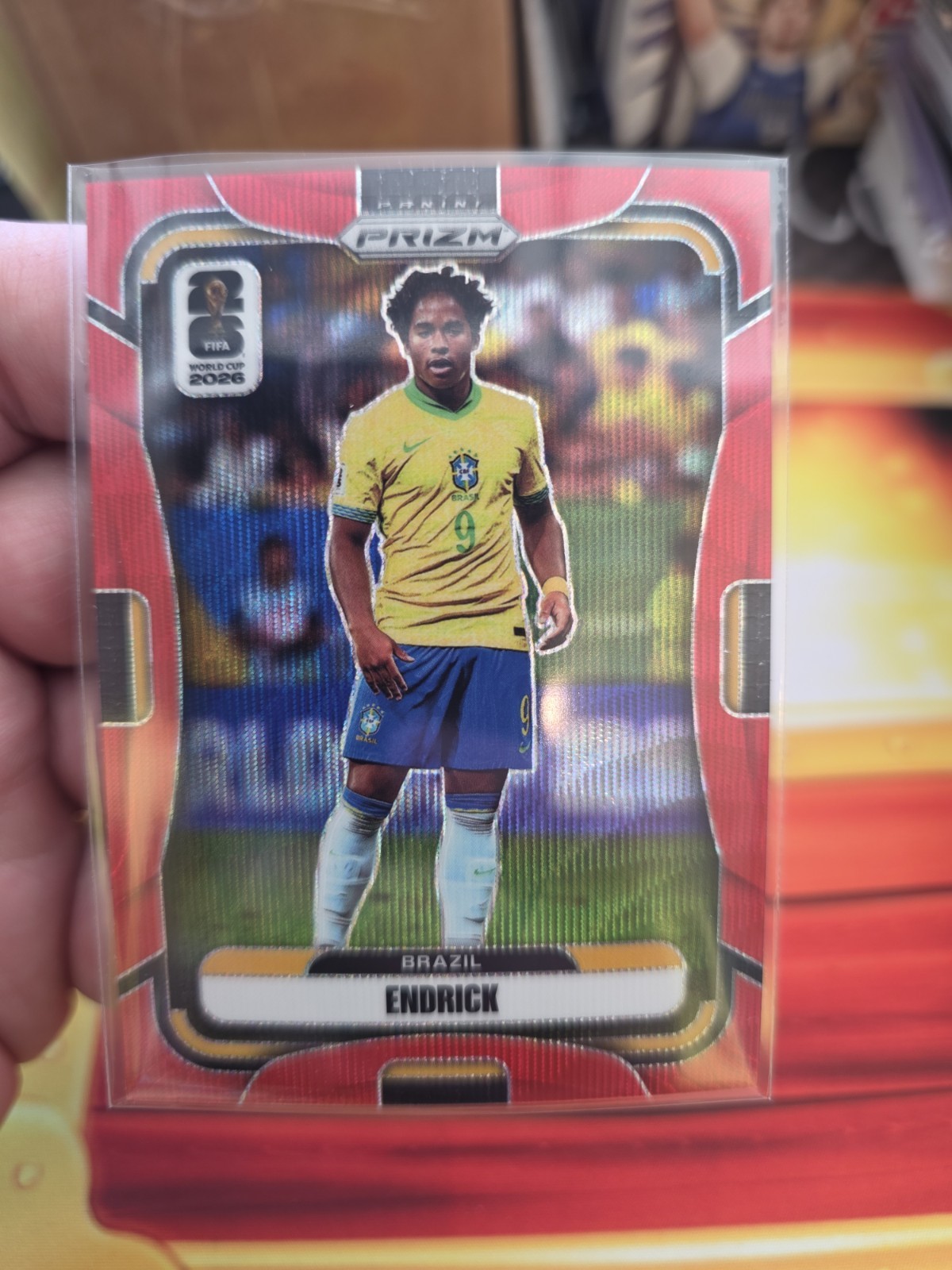 2026 Panini Prizm FIFA World Cup #92 Endrick Red Wave Prizm /39  Brazil