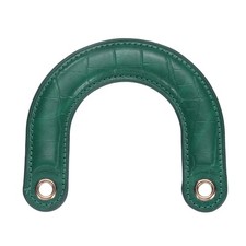 PU Leather Bag Handle, U-Shaped Handbag Handle with Iron Grommets, Dark Green