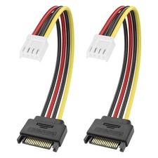 2 Pack SATA 15 Pin to 4 Pin Floppy Power Adapter Cable 20CM HDD SSD