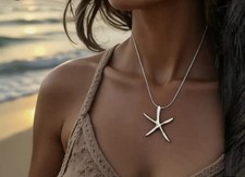 New Silver Starfish Pendant Necklace