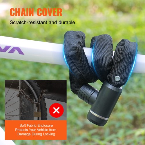 Uimoso Bike Chain Lock 2.79 Ft Combination Bicycle Chain Lock with 2 Keys 8mm - Picture 4 of 12