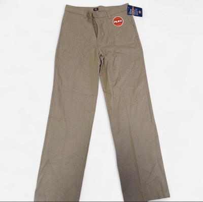 Dickies Flex Boys Classic Fit Flat Front Straight Leg Beige Khaki Pants Twill