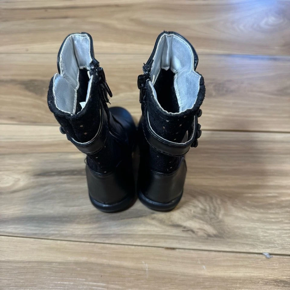 Laura Ashley Toddler Size 5 Black Tall Boots Quilted Sparkle Detail Casual Cozy - Image 3 of 4