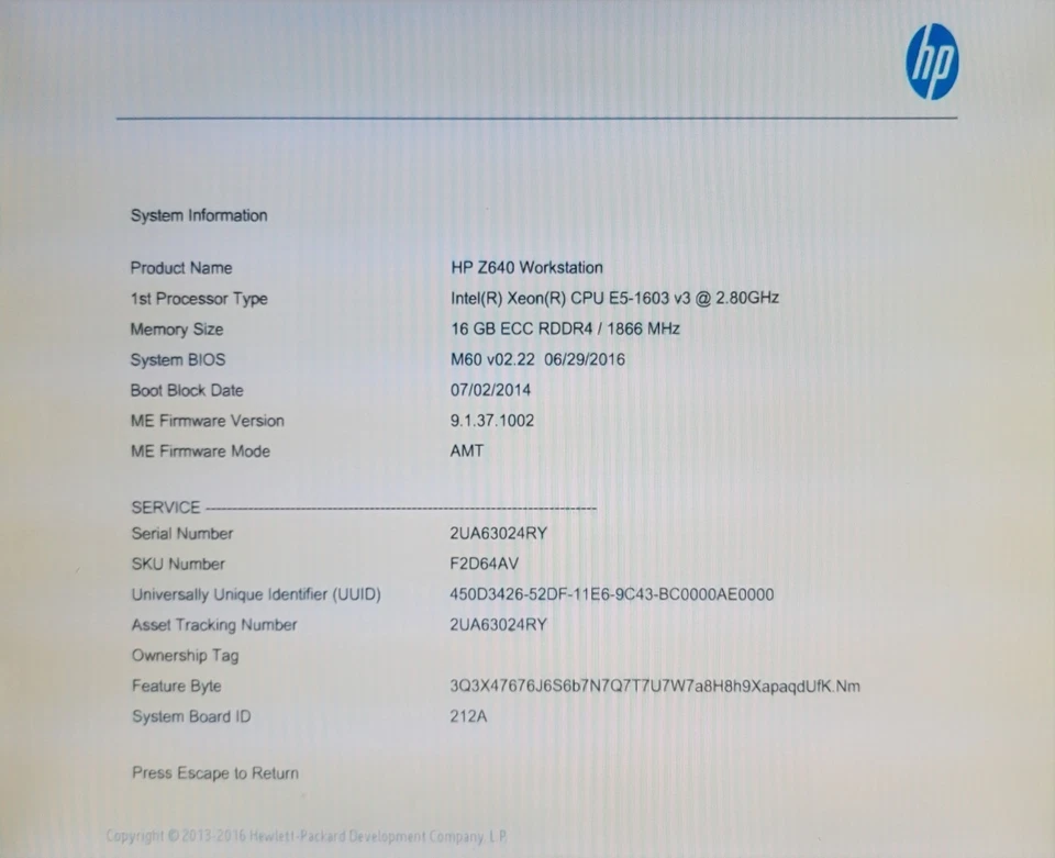 HP Z640 Workstation XEON E5-1603 V3 16GB ECC RAM NVIDIA QUADRO K2200 NO HDD - Image 4 of 4